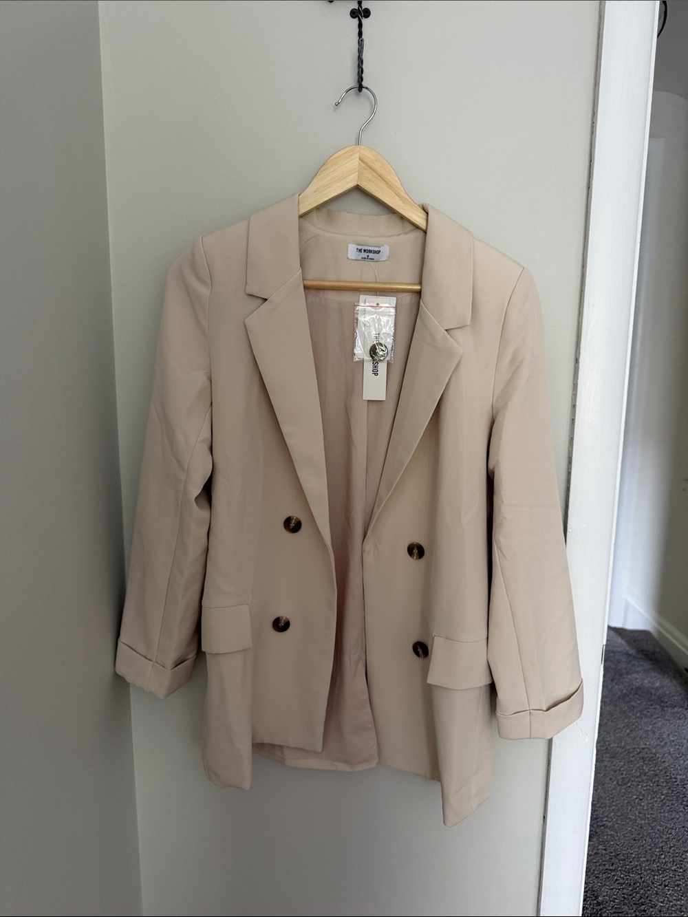Nordstrom Light Beige Double-Breasted Blazer
